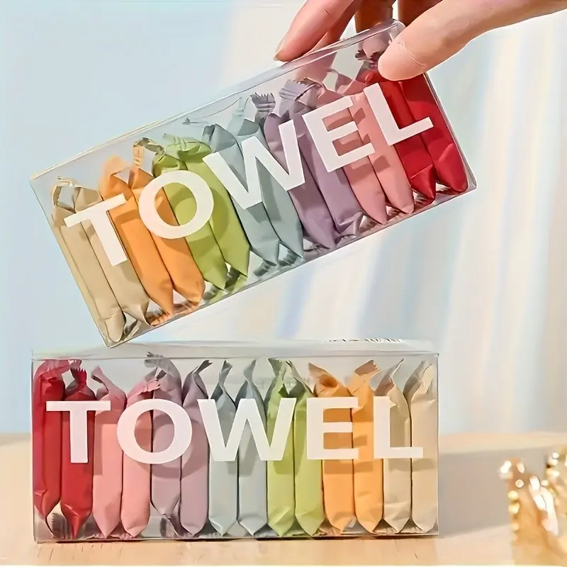 14pcs Portable Compressed Disposable Towels, Thickened Compression Face Tissues, Perfect for Travel and Home Use, Camping Convenient Carry, Soft Absorbent Towel, Clean Towels for Face, Single Use Towelette