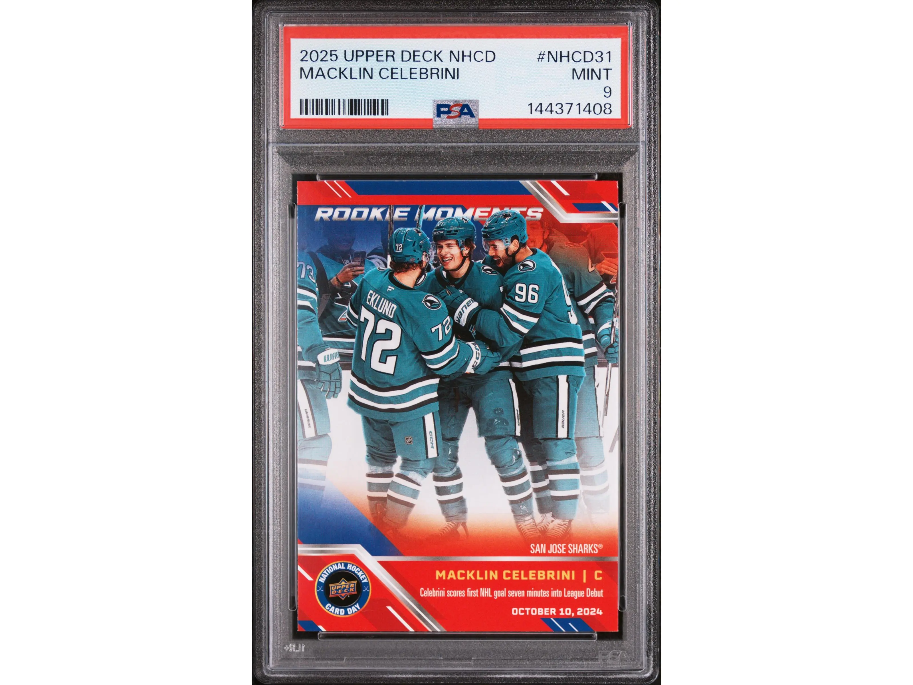 2025 Upper Deck National Hockey Card Day Macklin Celebrini #NHCD31 PSA 9