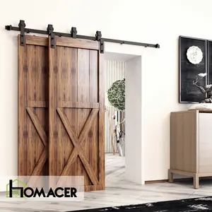 HOMACER European Simple Single Track Bypass Sliding Barn Door Hardware Kit - Strong Thickened Sliding Moisture-proof High Temperature Resistant Anti-collision Soundproof Strong Thickened Fashion Design 4 feet to 20 feet