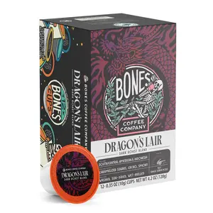 Bones Coffee Company Dragon's Lair Flavored Pods | 12ct Kcups Beverage Bean