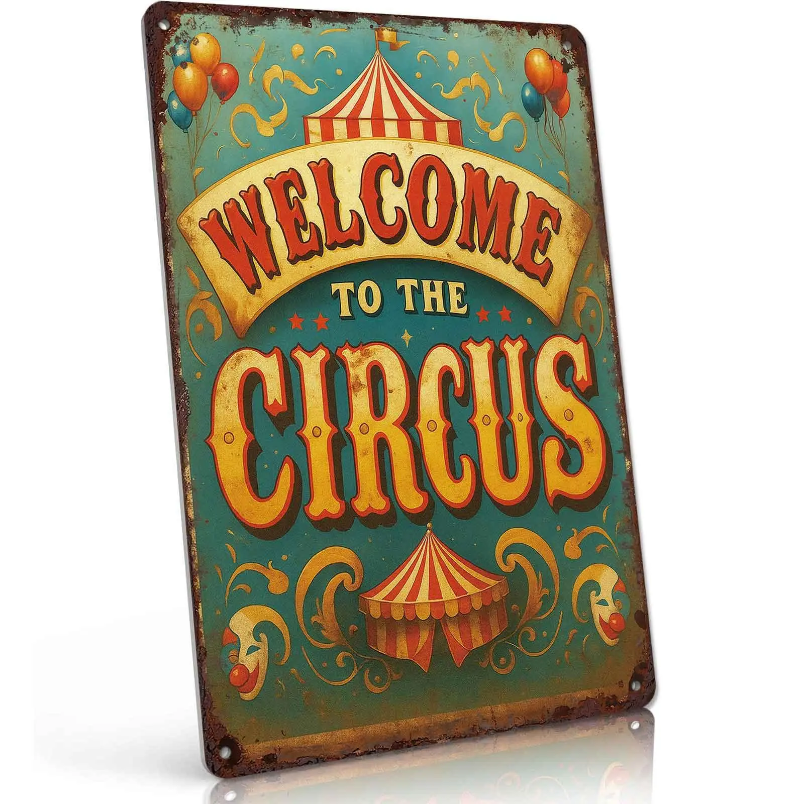 Welcome To The Circus Metal Tin Sign 8x12 Inch Vintage Retro Wall Decor for Carnival Themed Room Home Bar Man Cave Garage Funny Wall Art Gift for Circus Lovers