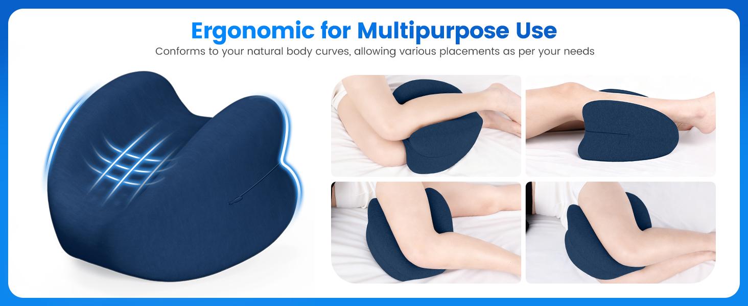 High-Density Durable Memory Foam Knee Pillow - Heart Shape Sleep Cushion for Side Sleepers, Breathable Fabric, Hidden Zipper, Aids Knees-Hips-Spinal Alignment, Allow 24 Hours for Full Expansion