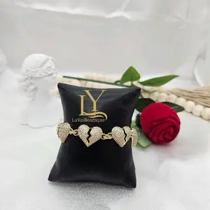 LaYaiBoutique #2073 High Quality 14k Gold Plated Heart Bracelet