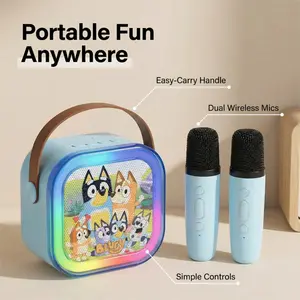 Mini Bluetooth-compatible Ktv Singing Speaker, Cute Dog Design, Dual Microphones, Light Up, Wireless Music, High Quality Sound, Christmas Gift
