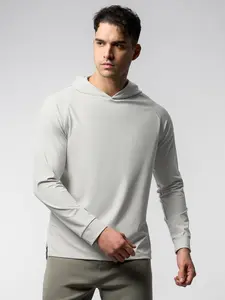 Fioboc Men's Smoothblend Split Hem Hoodie, Flexible Stretch Athletic Tee