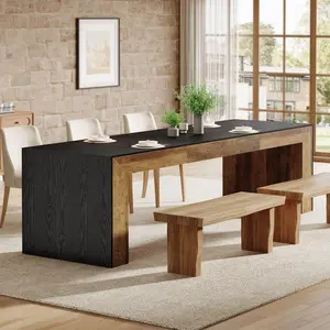 Tribesigns Extra Long Dining Table, 86.6-Inch Rectangular, Wood Tabletop, Kitchen & Dining Room