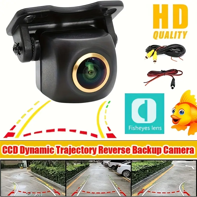 Real-Time Direction Tracking HD Reverse Camera Steering Wheel Guidance for Cars | 170° Fisheye Lens | CCD Backup Camera with Wide Angle & Color Night Vision | Dynamic Trajectory