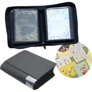 5x7 Inch Black Greeting Card Binder Organizer - Storage and Display Holder for Birthday Wedding Christmas Cards, Index Cards, Postcards Invitations
