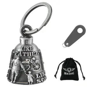 Dream Apparel Like Father Like Son Bell, Christmas/Halloween Bell, Gremlin/Guardian Motorcycle Bell/Motorcycle Keychain Key Chain For Women Men W/Hanger Biker, Bell For Riders, Good Luck Riding Bell Spirit Bell Moto Accessories