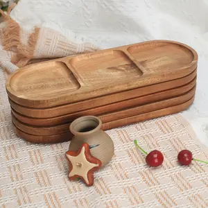 Wooden Oval Trays Set of 3, 11.4 Inch Cheese Board, Perfect for Desserts Snacks Bread Fruits Parties, Ideal for Valentine's Day Ramadan Easter