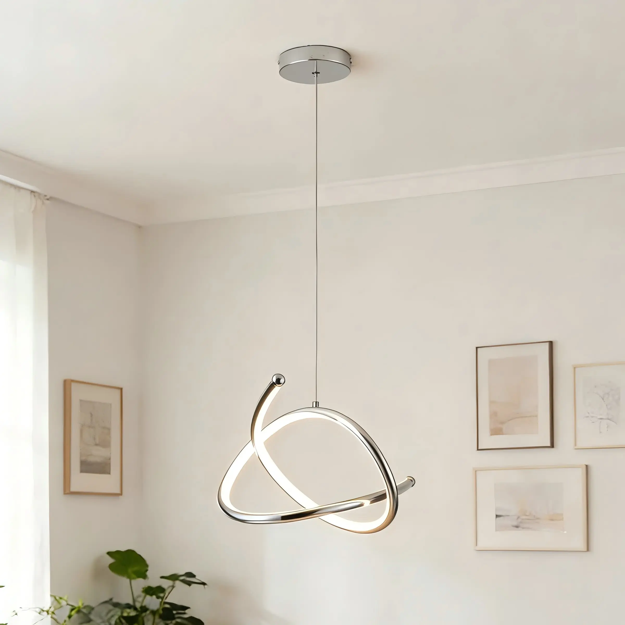 Garwarm Unique Geometric LED Pendant Light - Adjustable Hanging Length Indoor Decorative Light, Modern Mood Lighting & LED Ambient Lighting for Living Rooms, Bedrooms, Dining Areas