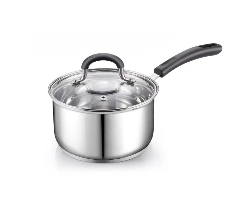 Cook N Home Professional 3 Quart Stainless Steel Saucepan with Lid, Kitchen Induction Cooking Sauce Pot Pan, Stay-Cool Silicone Handle, Dishwasher Safe