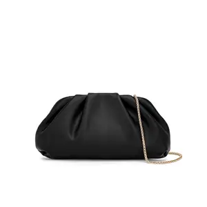 Luxury Ruched Cloud Bag for Women Trendy Versatile Chain Crossbody Bag Fashion Single Shoulder Underarm Bag Evening Clutch Soft PU Leather Lightweight Portable Casual Daily Wear Party Wedding Prom Dating Gift for Ladies and Mom