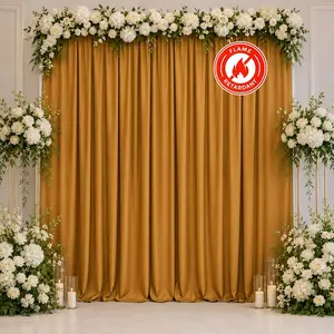 Scuba Polyester Event Backdrop Curtain Gold 10ftx10ft Durable Flame Resistant Wrinkle-Free Photography Drape Panel With Rod Pocket