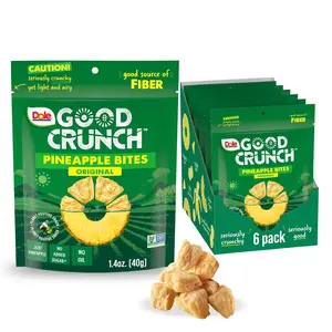 Dole Good Crunch Pineapple Dried Fruit Bites, Gluten Free & Vegan Snack, 1.4oz Bags (Pack of 6)