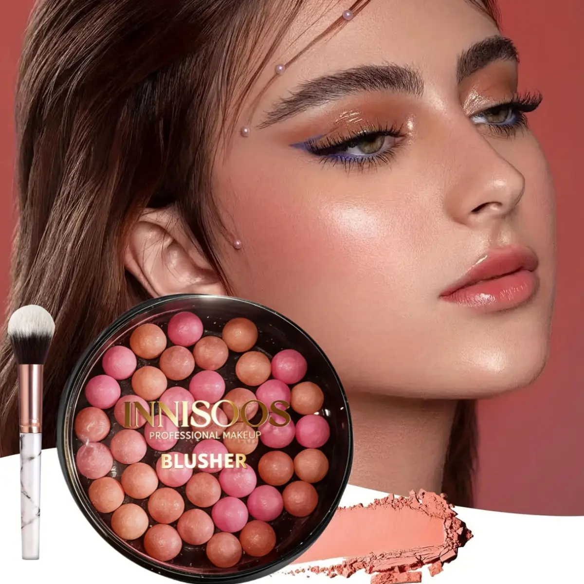 Rollerball Matte Blush Ball, Oil-Control Oily Skin Contour Bronze, Natural Glow Finish, Light to Dark Shades, Shimmer & Matte Effects, Multi-Purpose Makeup Cosmetics, Cosmetics Products