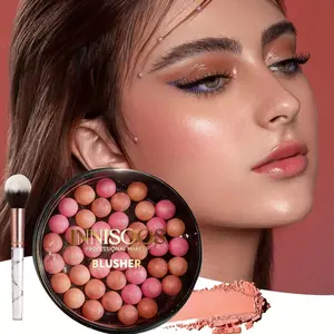 Long-Lasting Waterproof Matte Blush Ball Makeup, Oil Control Bronzed Color, Natural Look, Shimmer and Matte Finish, Includes Brush