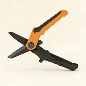 Professional-Grade 7-Inch Serrated Blade Shears, Heavy-Duty Compact Stainless Steel Cutter, Reusable Tool for Tough Materials, Titanium Coated Utility Scissors, Ergonomic Design Precision Cutting