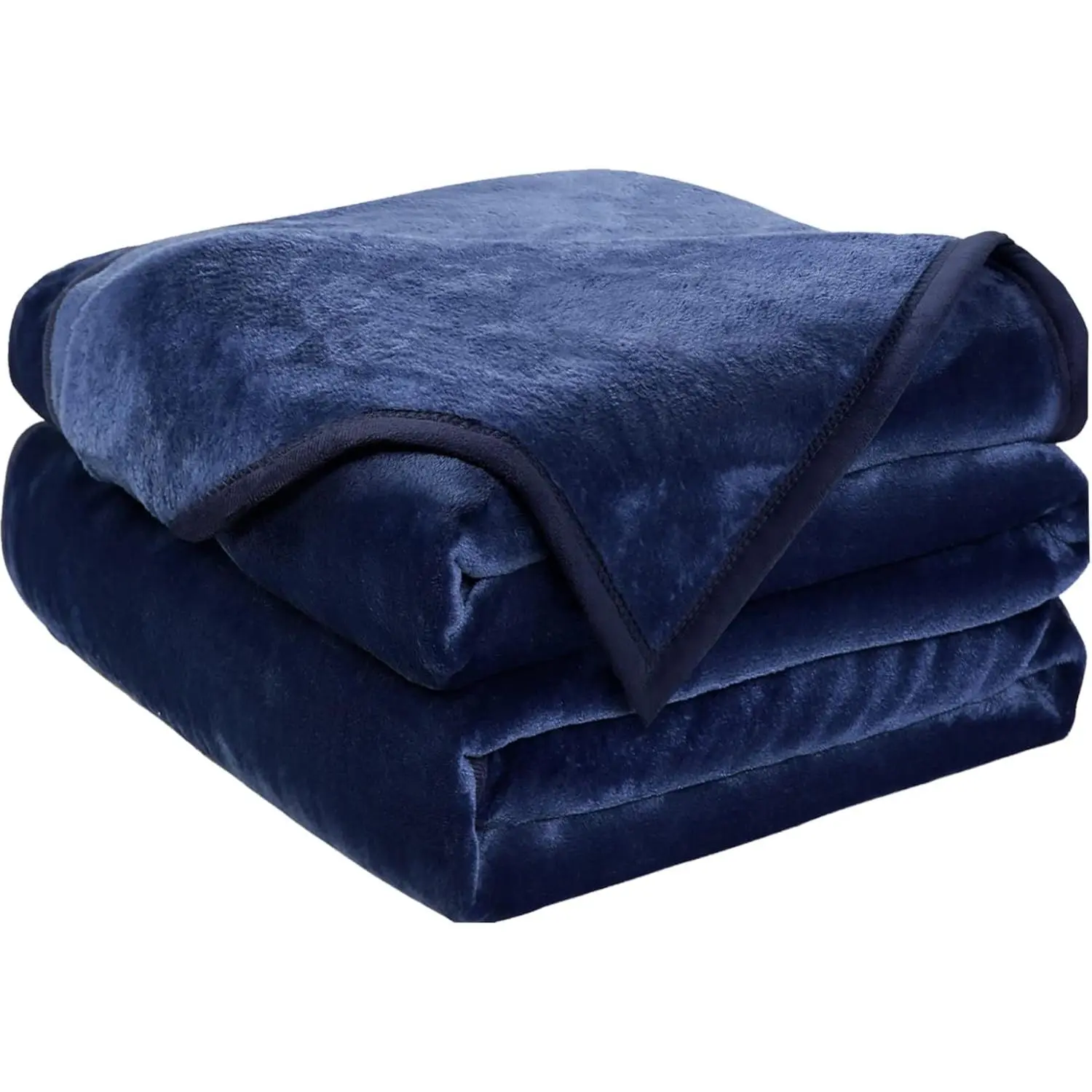 Twin Size Warm Fuzzy Microplush Lightweight Thermal Blanket - 66x90", Fade and Shrink Resistant, Plush Texture, Dark Blue for Couch, Gray