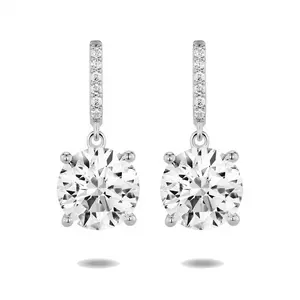 2 Carat Solitaire Drop Lab Diamond J Hoop Earrings