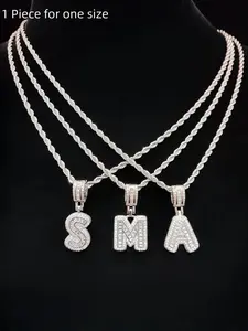 Fashionable Initial Pendant Necklace with Synthetic Cubic Zirconia, Suitable for Parties and Daily Wear, Trendy and Versatile Accessory, Perfect Birthday Gift Choice, Letters Necklace, Trendy Jewelry