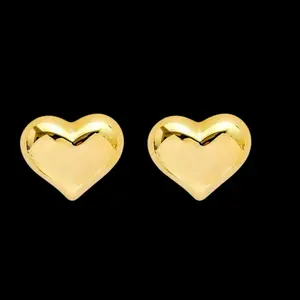 Classic Heart Stud Earrings – 14K Gold Plated or Silver, Hypoallergenic Minis