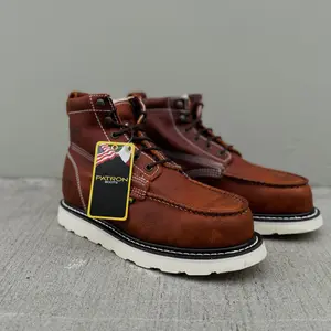 650 S Light Brown Steel Toe Moc Toe Genuine Leather Mens Work Boot Oil & Water Resistant