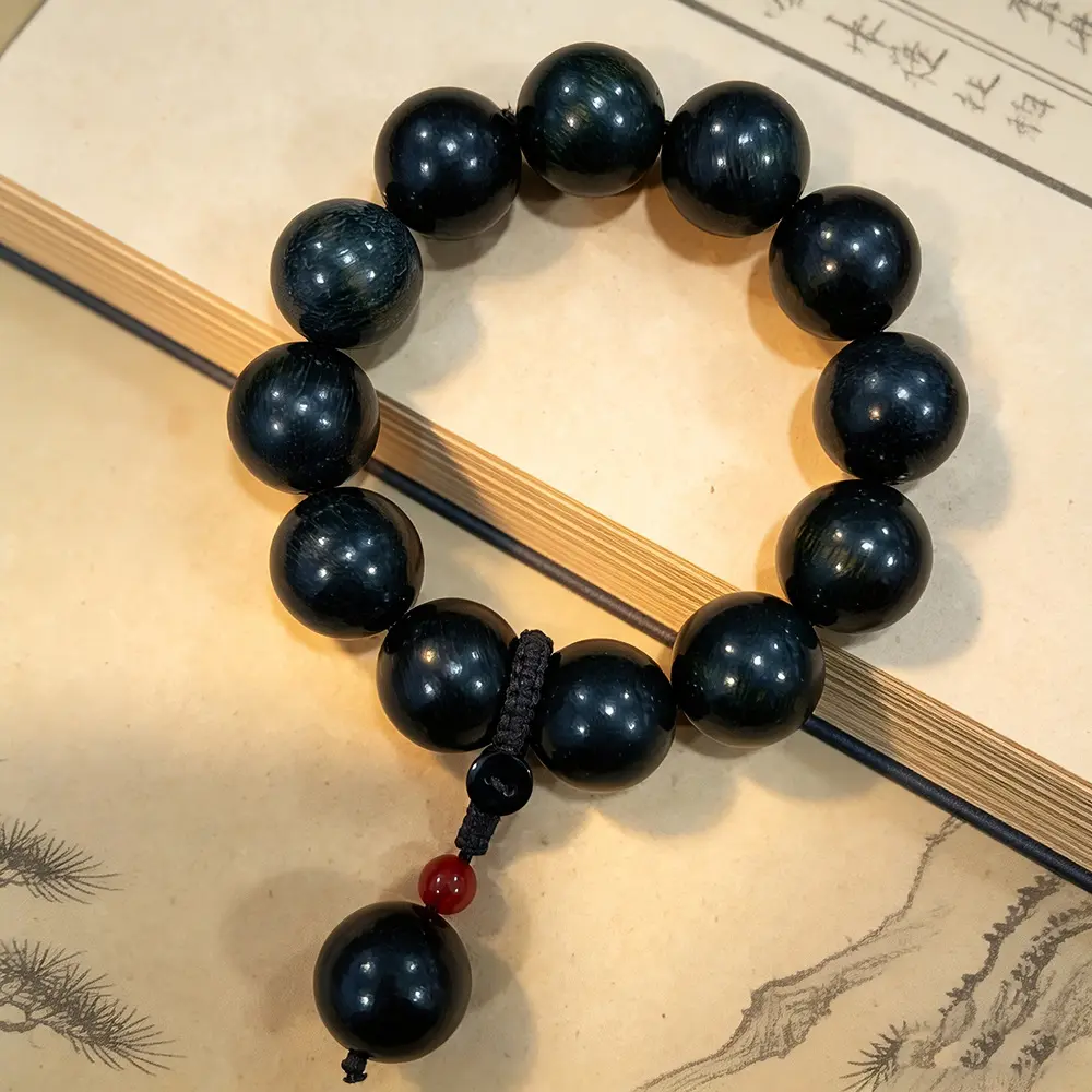 Large Buddhist 20 mm Beads Bracelet - 20 cm Rare Stone Cultural Collectible Bracelet