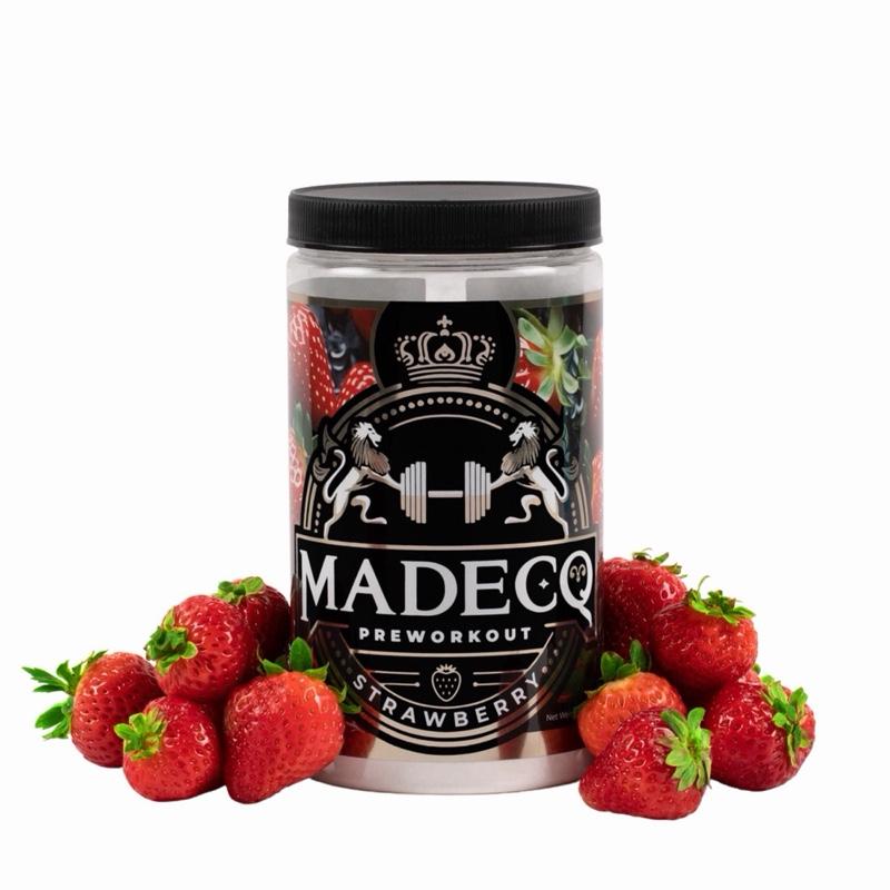 MADECQ Most Healthy Pre-Workout - 8 Natural Ingredients - 30 Servings - Strawberry Flavor - FDA Regulated - No Artificial Sweeteners or Colors - Fitness Supplement