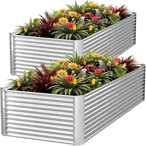 2-Pack 8x4ft Galvanized Raised Garden Beds – Tall Metal Planter Boxes for Vegetables, Flowers & Outdoor Gardening
