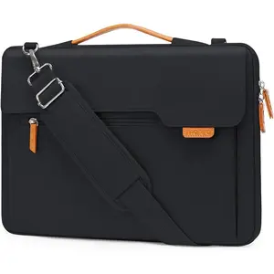 MOSISO 360 Protective Laptop Bag for men, 15-16 inch Computer Bags Compatible with MacBook Pro 16/Air 15, HP Dell Lenovo Asus Acer, Flapover Laptop Sleeve Bag with Trolley Sleeve&Pockets, Black