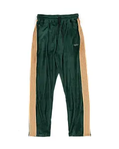 Velour Track Pants - Emerald Green - Striped Matching Set Bottoms