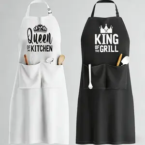 Adjustable couple's apron with letter design, perfect for holidays, home use, and kitchen.