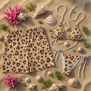 Leopard Swimwear Set, Couples Bikini and Swim Trunks, Cute Animal Print Beachwear, His and Hers Swimsuit Set, Vacation Outfit