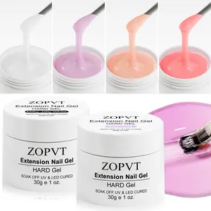 Zopvt 30g Hard Gel Nail Extension, Milky & Nude Series, Self-Leveling Reinforced Gel, DIY Home Manicure Kit, Professional Quality, Soak Off Gel