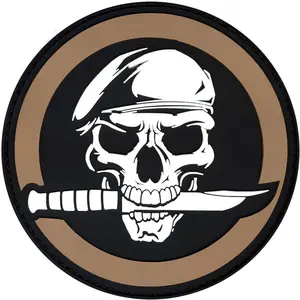 Skull & Knife Morale Circle Patch with Hook Patch