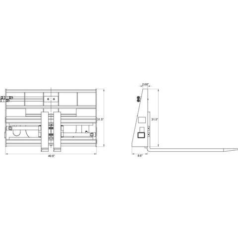 Landy Attachments 4410lb Load Capacity Skid Steer Hydraulic Positioning Pallet Forks