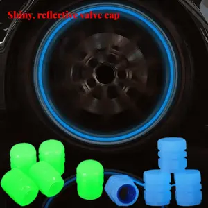 Glow-in-the-Dark Tire Valve Caps, Fluorescent Tire Valve Caps, Night-Glow Car Tire Valve Caps, Cool Car Accessories, Universal Fit for Cars, Motorcycles, SUVs, Bicycles, and Trucks