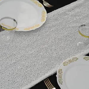 Sequin Table Runner 12"x108" White Iridescent with Glittering Finish - Perfect for Glamorous Occasions