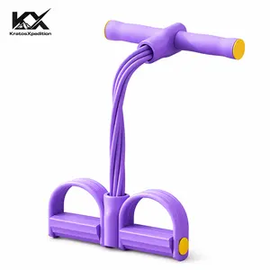 KratosXpedition 6-Tube Pedal Resistance Band for Home Workout, Elastic Yoga Fitness Band for Full Body Training, Booty, Abs, Arms & Legs Exercise Equipment