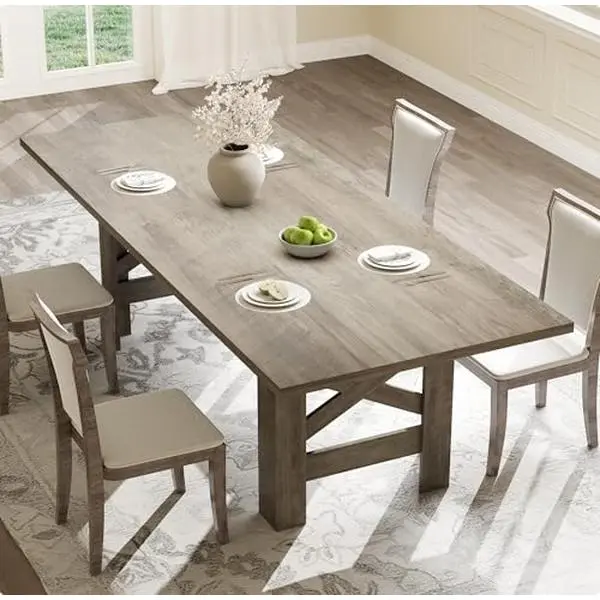 GARVEE Rustic Gray Wood Farmhouse Dining Table - 6-8 Seats, 70.87" Long Large Rectangular Heavy-Duty Kitchen Table with Strong Legs, Thick Tabletop for Big Family Dinette