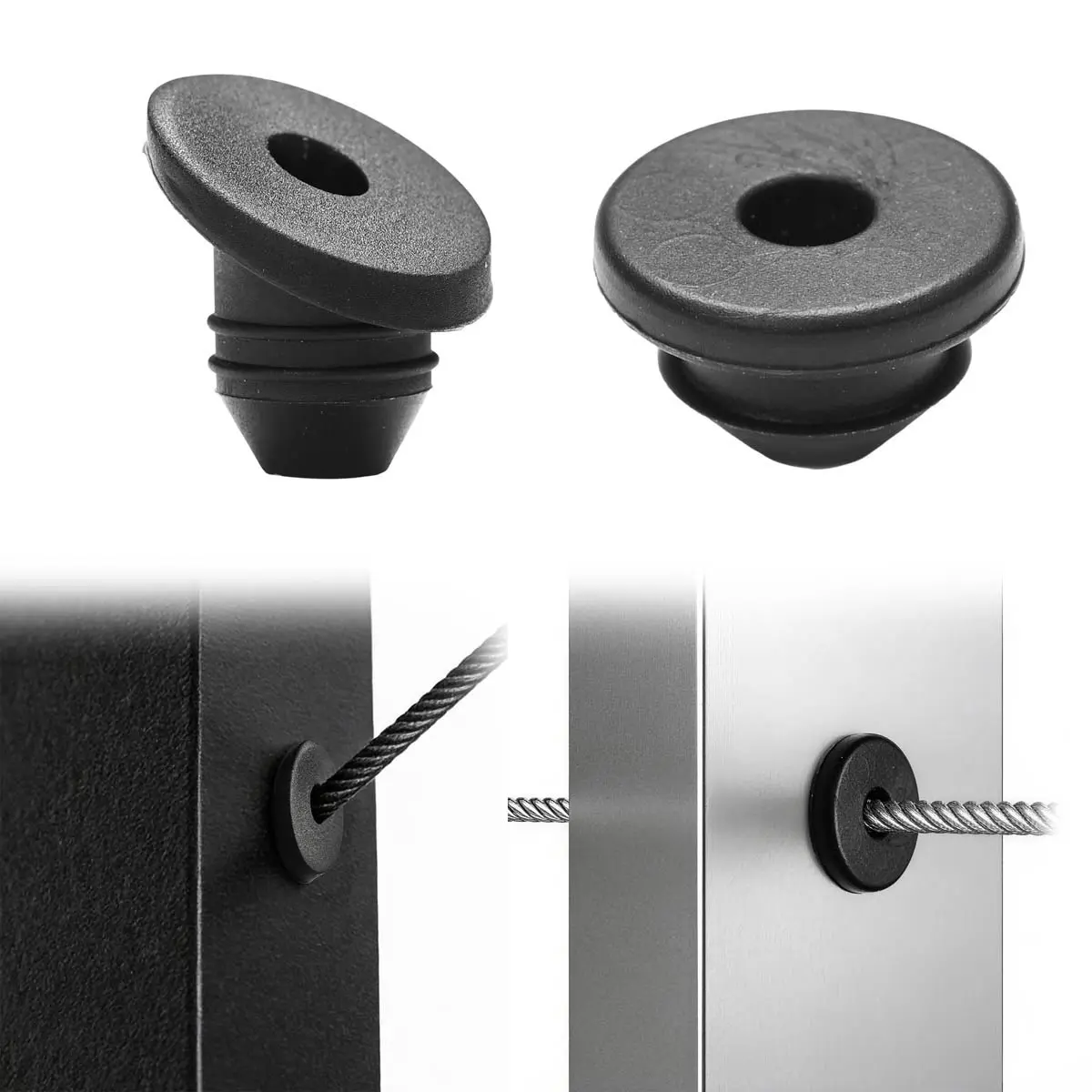 Yescom Rubber Cable Railing Grommets for Level & Stair Posts 1/8"-3/16" 60ct.