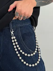 Men's Crystal Stone Waist Chain, Fashion Flower Design Pants Chain, Casual Daily Wear Accessory, Elegant Jewelry Set, Body Jewelry