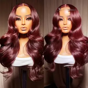 1 Unit — Lace Front Wig. Features a pre-trimmed, natural-looking hairline; a glueless lace front wig with soft, smooth hair texture, styled in long, wavy curls.