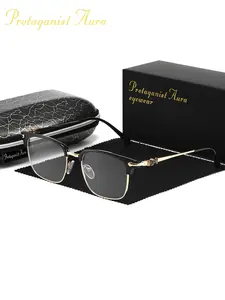 Protagonist Aura 1PCS Full Frame Metal Frame Half Frame PC Material Mirror Frame Fashionable Men's Anti Blue Light Glasses HD Lens Clear Texture Comfortable to Wear Comfortable Christmas Gift Unisex Glasses Square Frame Eyeglasses