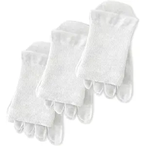 3Pcs Organic Cotton Toe Socks for Women,5 Finger Split Toe Separator Bunion Socks for Foot Alignment,Sensitive Skin