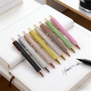 6pcs/8pcs Premium Bling Diamond Ballpoint Pen, Sparkling Crystal Click Pen for Daily Writing