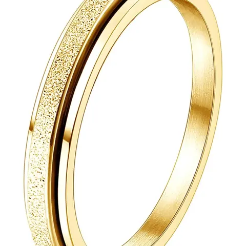 Rings for Women Men - 2/4 Spinner Stainless Steel Ring for Anxiety Stress Relief Anti Anxiety Jewelry Glitter Sandblast Spinning Figit Anxiety Jewelry Fashion Promise Ring for Wedding Promise Anxiety Fidget Ring