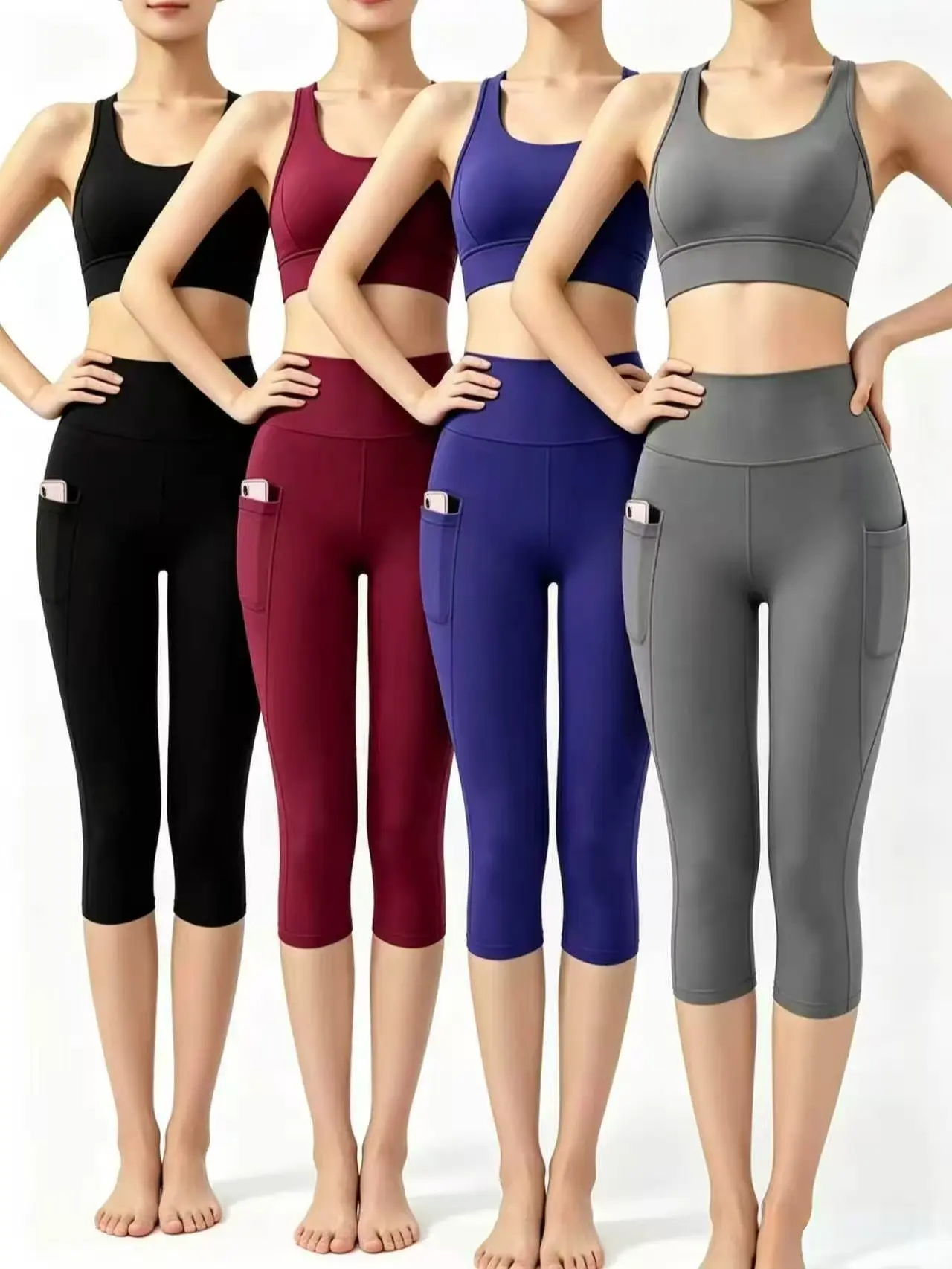 Spring Summer Casual Viral Style 4 Pack Women High Waist Yoga Capri Pants Butter Soft Butt Lifting Pilates Hiking Loungewear Capris with Roomy Side Phone Pockets y2k clothes summer daily wear Flare Leg Bell Bottom Trousers cargo loose fit casual trouser