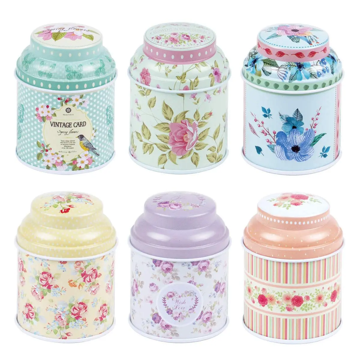 Elegant Metal Tinplate Empty Tins  Shabby Chic Mini-boxes For Diy Candles Dry Storage Spices Tea Candy Party Favors And Gifts (cylinder 6-pack)